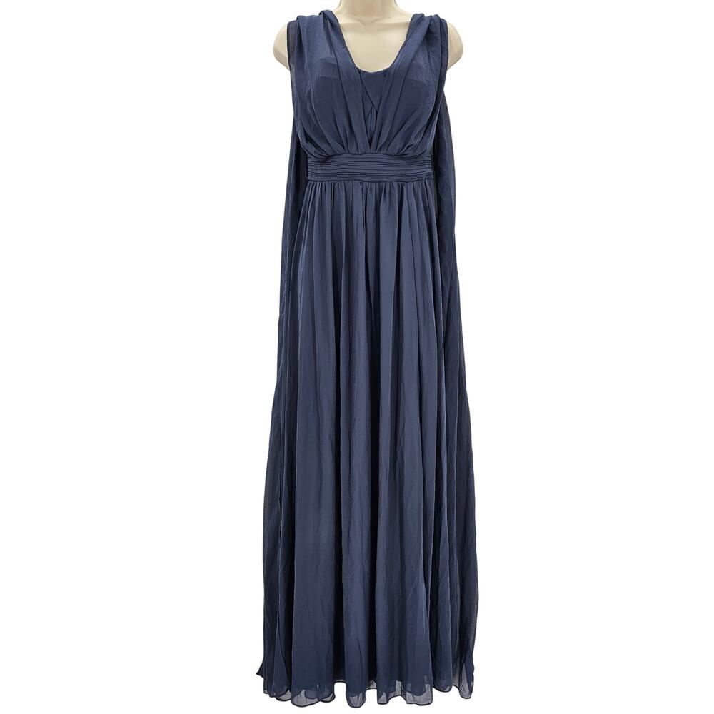 Birdy Grey Womans size S Grace Chiffon Convertible Formal Gown Slate Blue NEW